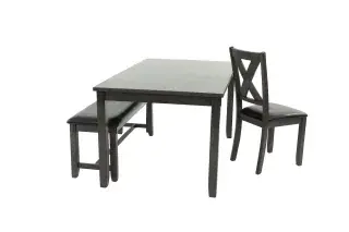 Gray Six-Piece Dining Set with Bench, official Poundex view 4 of the F2548 configuration