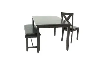 Gray Six-Piece Dining Set with Bench, official Poundex view 5 of the F2548 configuration