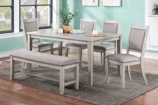 Gray Six-Piece Dining Set, official Poundex view 1 of the approved F2606 configuration