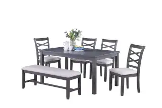 Gray Six-Piece Dining Set F2623, official Poundex view 2