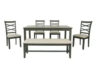 Gray Six-Piece Dining Set F2623, official Poundex view 3