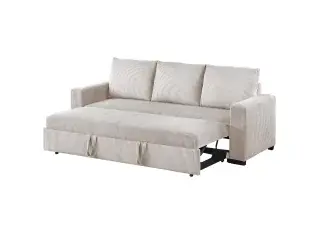 Ivory Corduroy Convertible Sleeper Sofa, official Poundex view 4