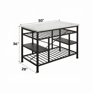 Lanzo Kitchen Island dimensions: 50 inches wide, 28 inches deep, and 36 inches high
