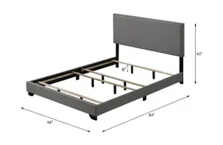 Light Gray Leandros Queen Bed, official ACME view 2