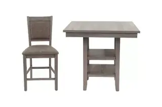 Rustic Gray Five-Piece Counter-Height Dining Set, official Poundex view 2 of the F2604 configuration