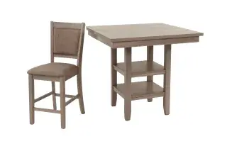 Rustic Gray Five-Piece Counter-Height Dining Set, official Poundex view 3 of the F2604 configuration