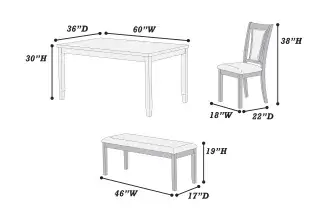 Walnut and Black Six-Piece Dining Set, official Poundex view 5 of the F2635 configuration