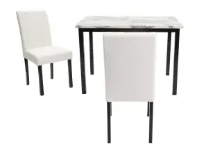 White Five-Piece Faux-Marble Dining Set, official Poundex view 5 of the F2629 configuration