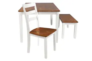 White and Light Brown Six-Piece Dining Set, official Poundex view 5 of the F2646 configuration