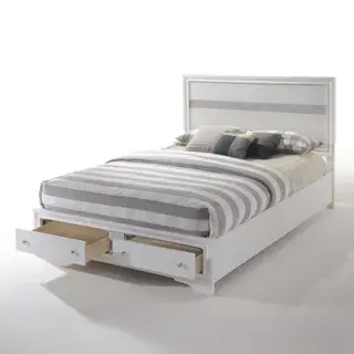 White Naima Queen Storage Bed, official ACME view 2