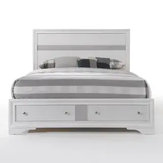 White Naima Queen Storage Bed, official ACME view 3