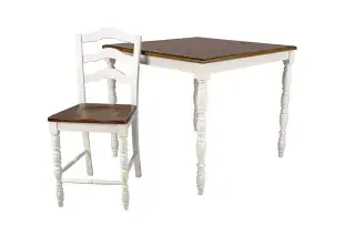 White and Oak Five-Piece Counter-Height Dining Set, official Poundex view 3 of the F2633 configuration