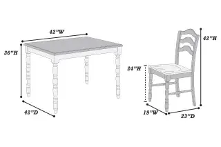 White and Oak Five-Piece Counter-Height Dining Set, official Poundex view 5 of the F2633 configuration