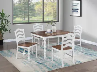 White and Oak Five-Piece Dining Set, official Poundex view 1 of the F2632 configuration