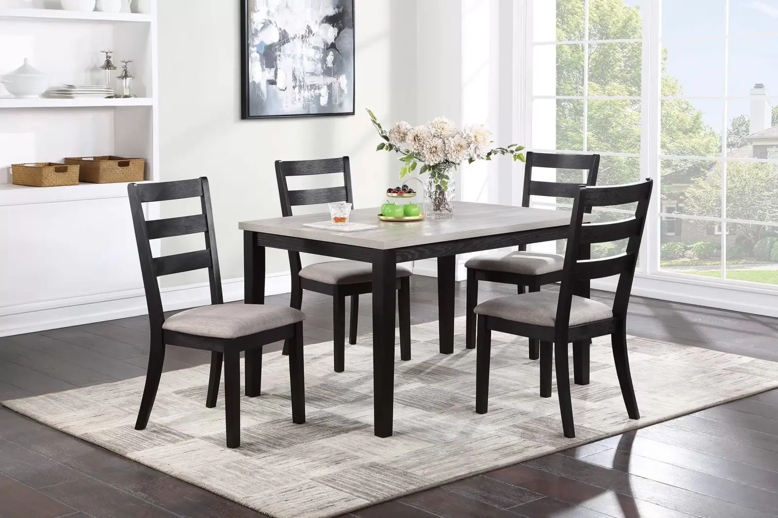 Black Five-Piece Dining Set F2603, official Poundex view 1