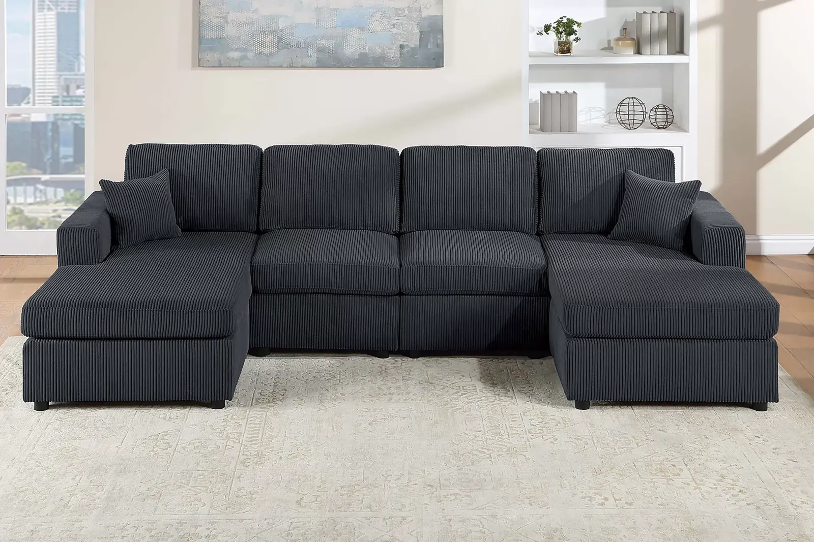 Black 3-Piece Sectional Set, official Poundex view 1 of the approved F8407 configuration