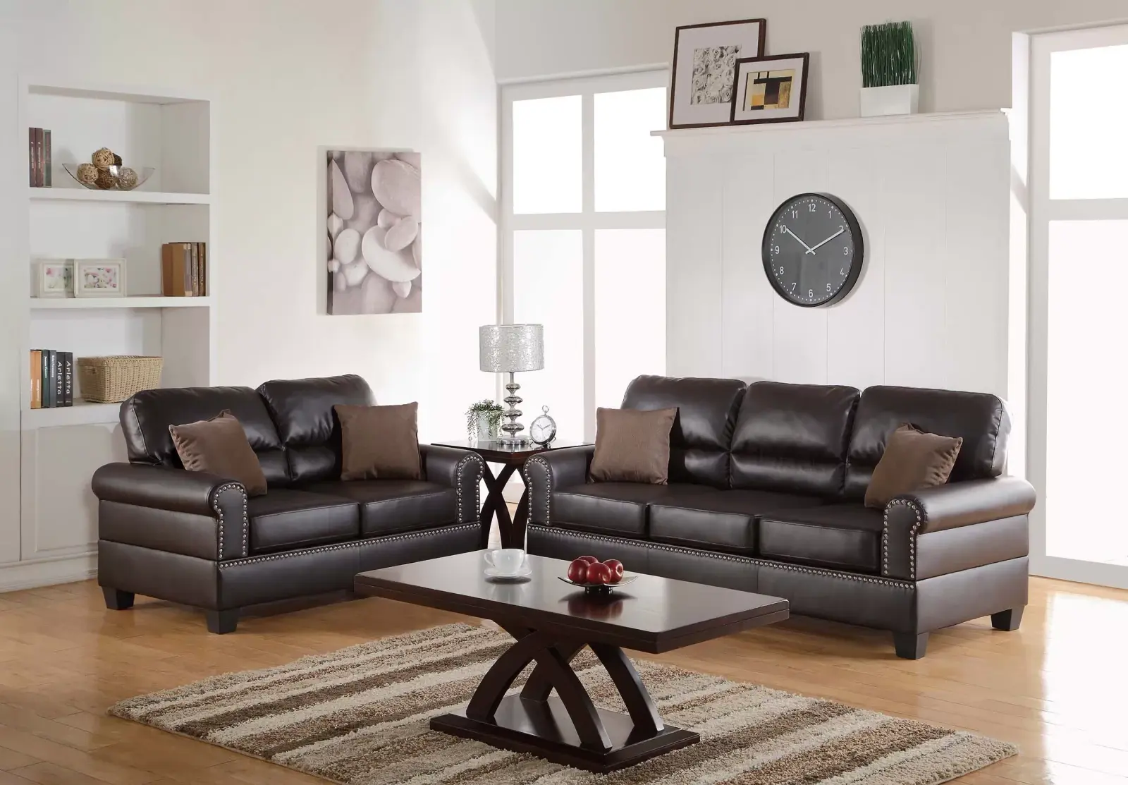 Espresso Two-Piece Sofa Set, official Poundex view 1 of the F7878 configuration