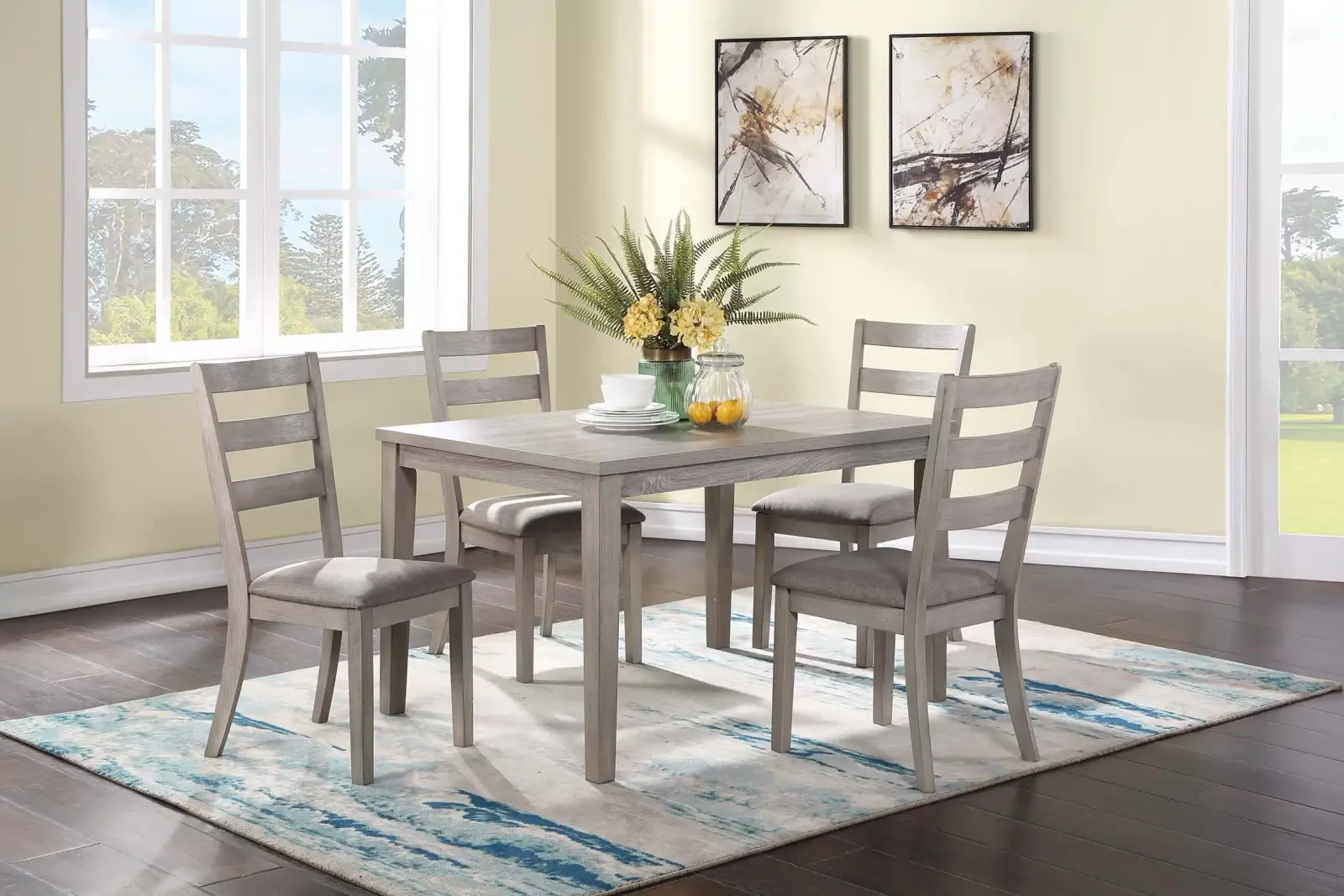 Gray Five-Piece Dining Set F2602, official Poundex view 1