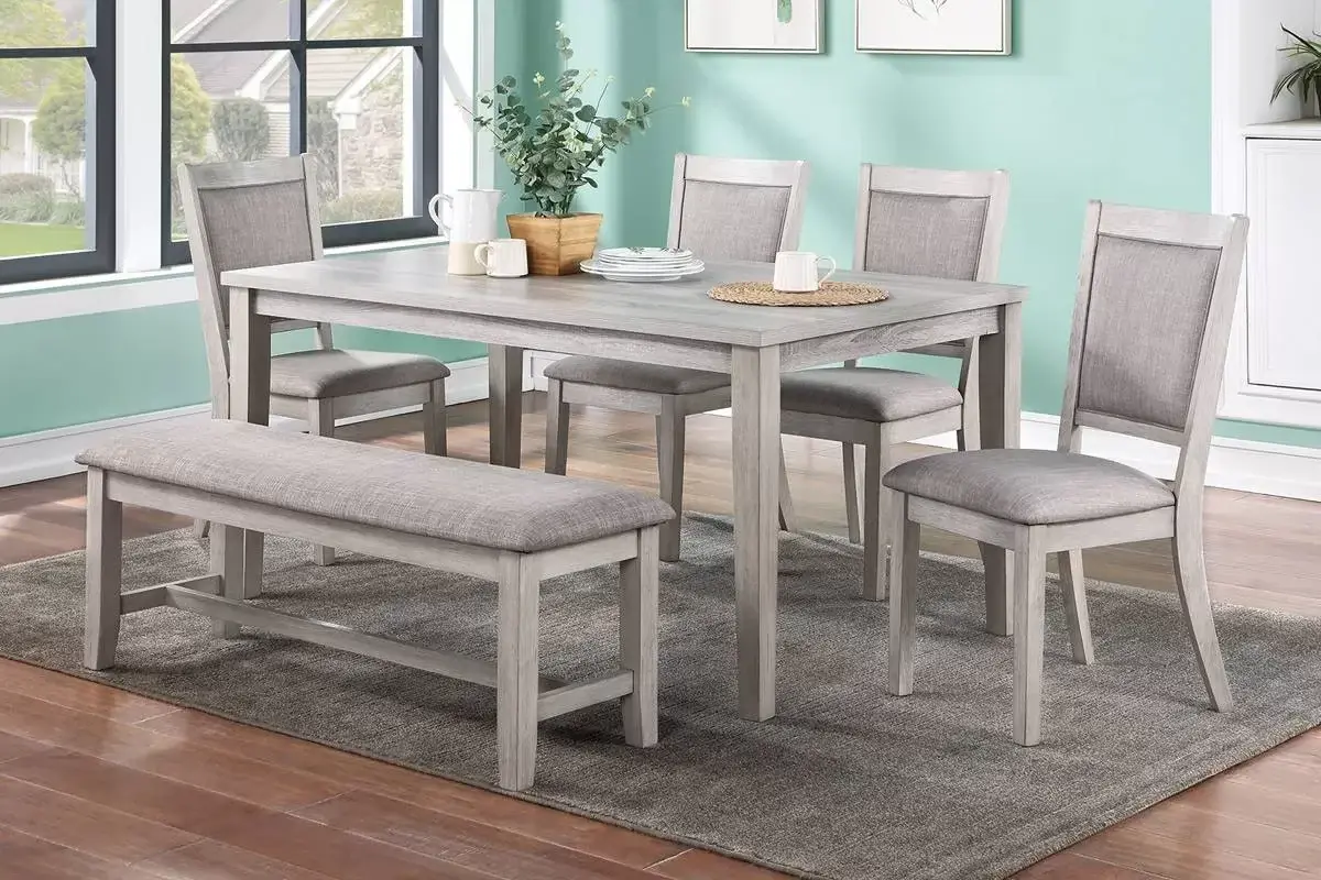 Gray Six-Piece Dining Set, official Poundex view 1 of the approved F2606 configuration