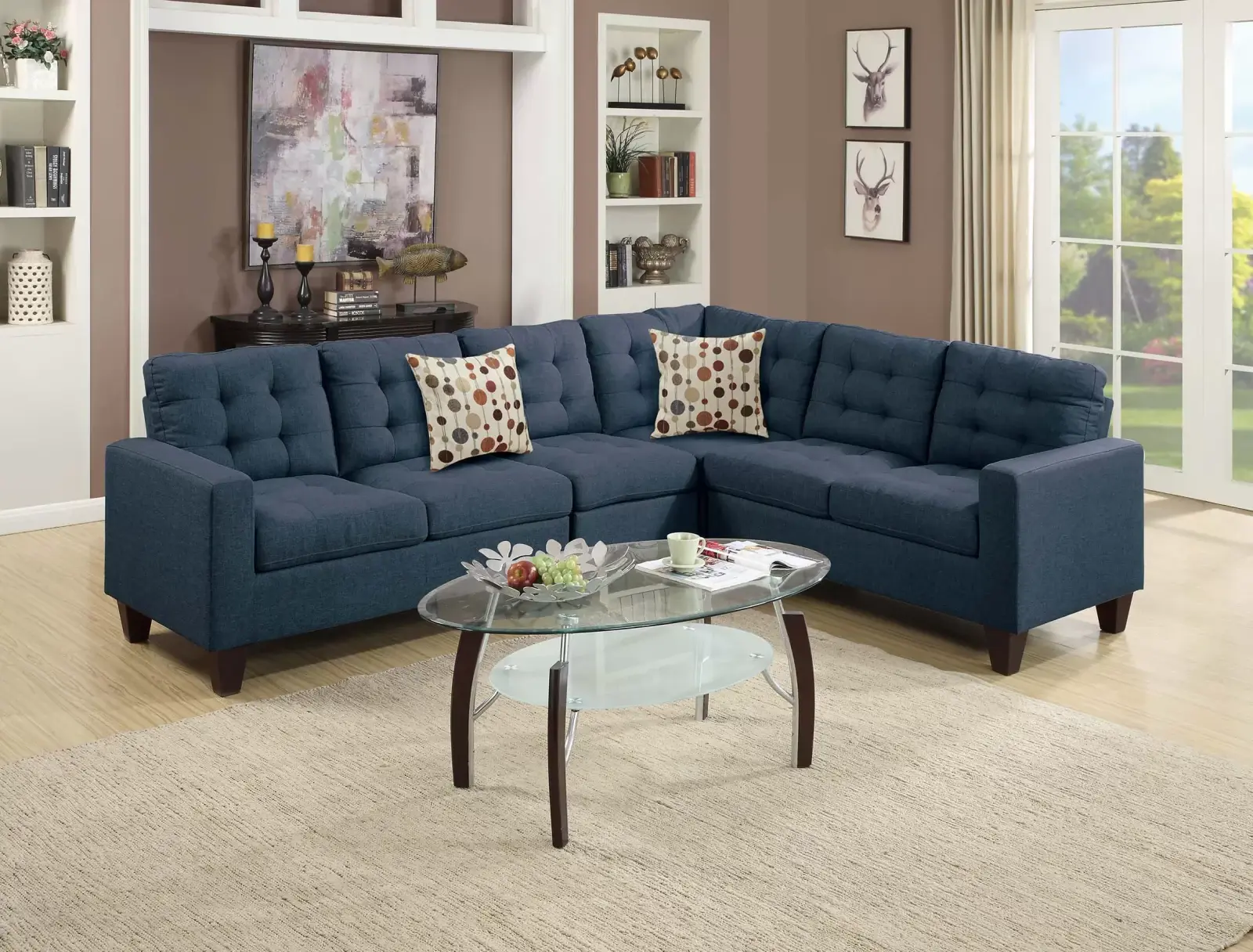 Navy Four-Piece Modular Sectional, official Poundex view 1 of the F6938 configuration
